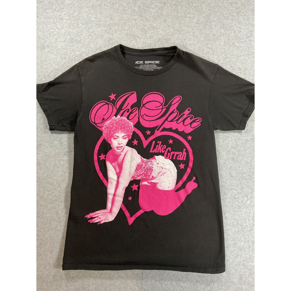 Ice Spice Like Grrah Graphic T-Shirt Black Pink Small Y2K Rap Tee Spencers 2083
